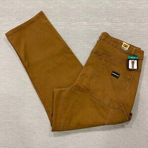 Caterpillar CAT Carpenter Work Pants Mens 38 x 30 Brown Tool Pockets Double Knee